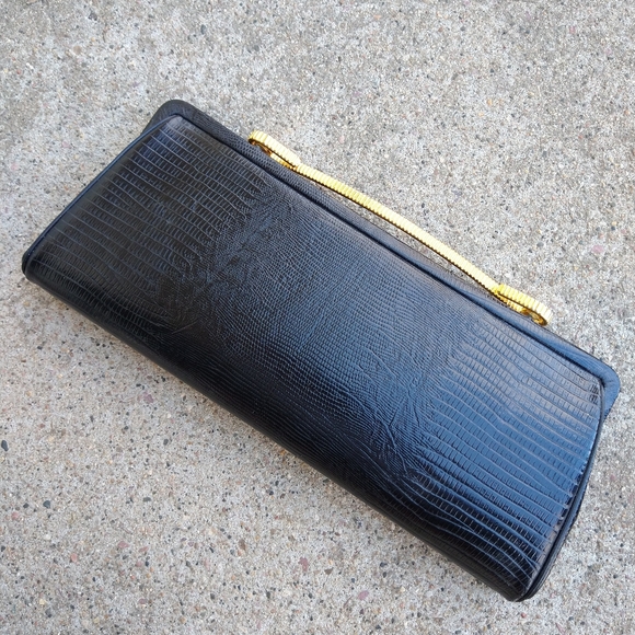 1950\'s 1960\'s BLACK CLUTCH PURSE vintage purse